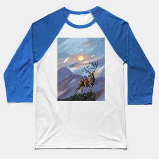 Stag on the mountain by moonlight - Abstract painting. Baseball T-Shirt